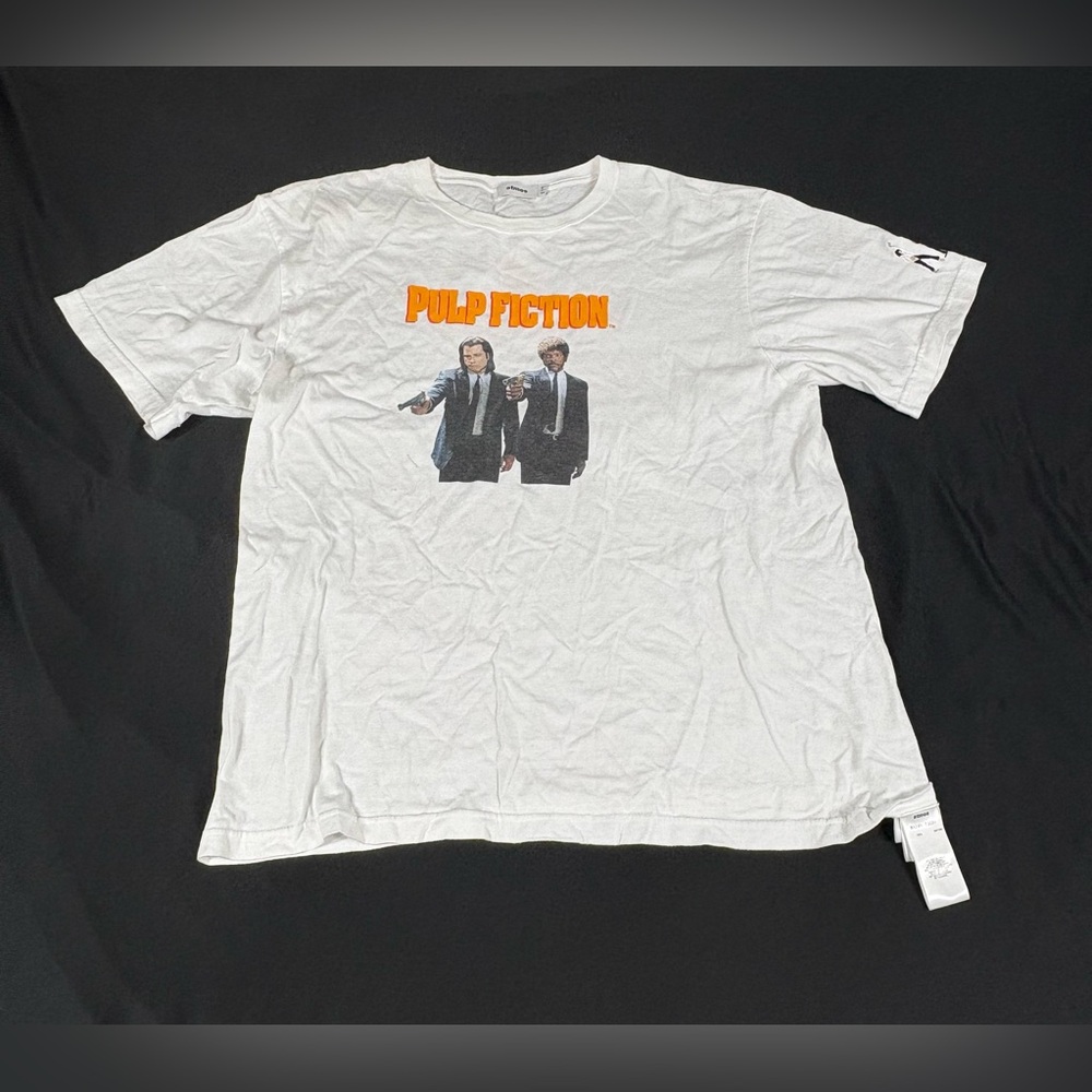 Atmos Pulp Fiction Mens White Print Embroidered Short Sleeve T-Shirt L